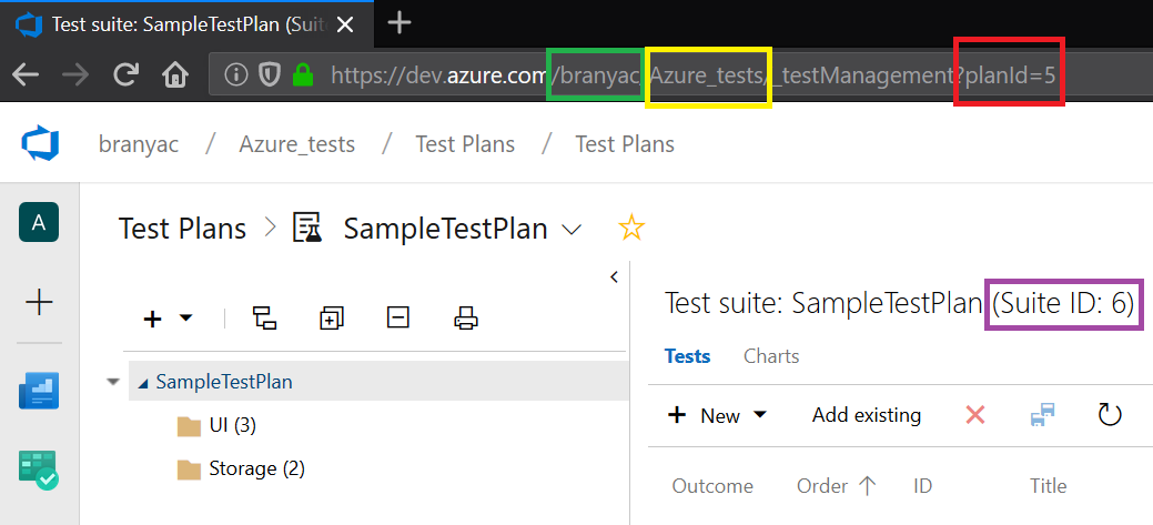 Image of Powershell script with the parameters marked with colours